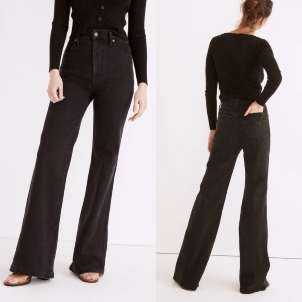 Madewell 11" High Rise Flare Jeans Washed Black Size 30